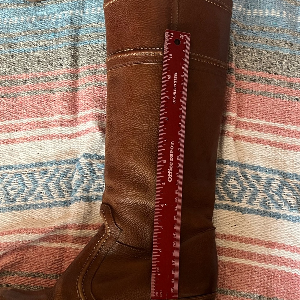 Frye Cognac Brown Leather Heeled Boots 14" Shaft - Picture 10 of 13